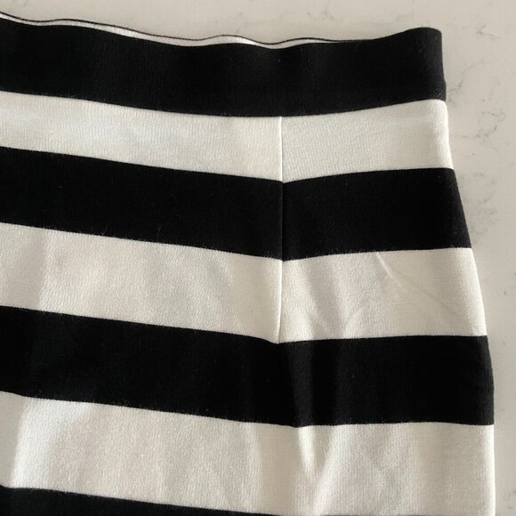 Banana Republic Striped Rayon Viscose Blend Fitted Pencil Skirt Black Cream Sz 2 - Picture 5 of 8